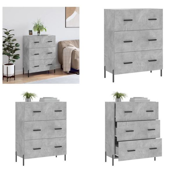 Vidaxl Credenza Grigio Cemento 69,5X34X90 Cm Materiale A Base Di Legno - Credenza - Credenza - Armadio - Credenza-image