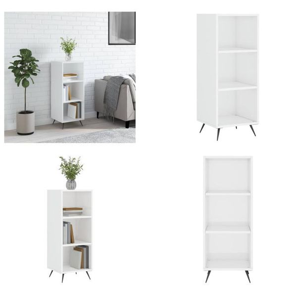 Vidaxl Armadio A Ripiani Bianco Lucido 34,5X32,5X90 Cm In Legno - Armadio A Ripiani - Armadio A Ripiani - Armadio A Ripiani - Libreria-image