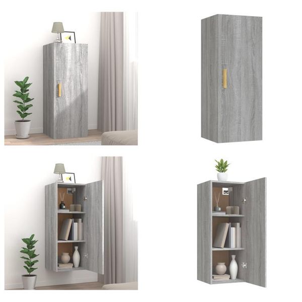 Vidaxl Armadio A Muro Grigio Sonoma 34,5X34X90 Cm Materiale Legno - Armadio A Muro - Armadio A Muro - Armadio A Muro - Armadio A Muro Tv-image