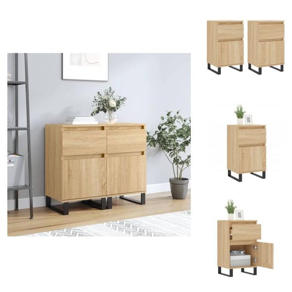 Vidaxl Credenze 2 Pezzi Rovere Sonoma 40X35X70 Cm Materiale A Base Di Legno - Credenze-image
