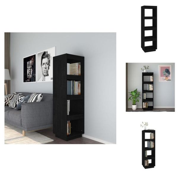 Vidaxl Libreria/Divisorio Nero 40X35X135 Cm In Legno Di Pino Massiccio - Librerie E Scaffali-image