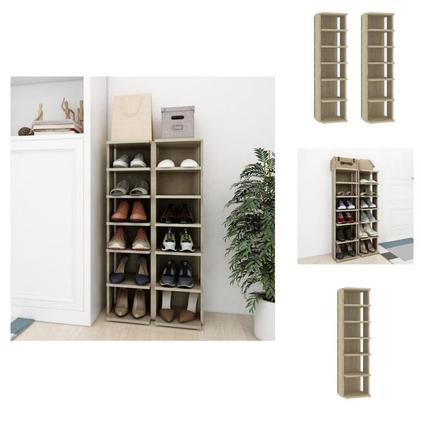Vidaxl Scarpiere 2 Pezzi Rovere Sonoma 27,5X27X102 Cm - Scarpiere E Armadietti-image