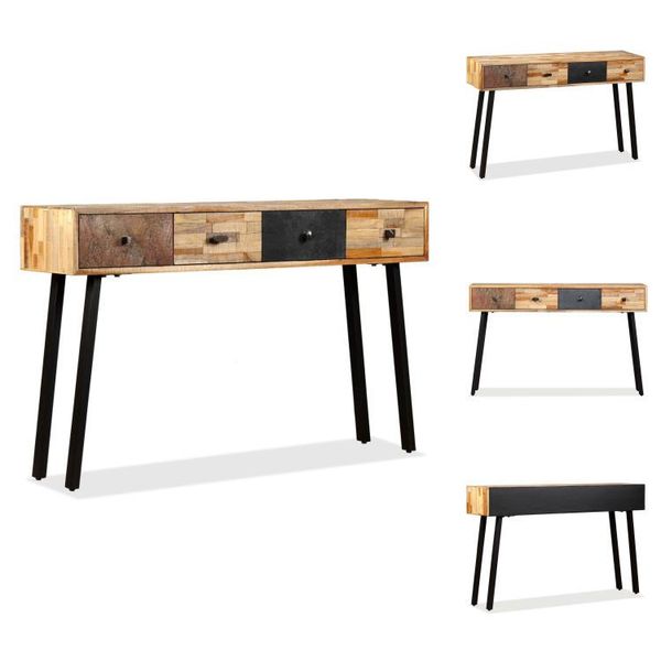 Vidaxl Tavolo Consolle Teak Massiccio Riciclato 120 X 30 X 76 Cm - Tavoli Laterali-image