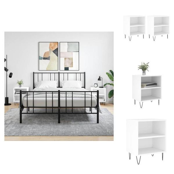 Vidaxl Comodini 2 Pz. Bianco 40X30X50 Cm Materiale A Base Di Legno - Comodini-image