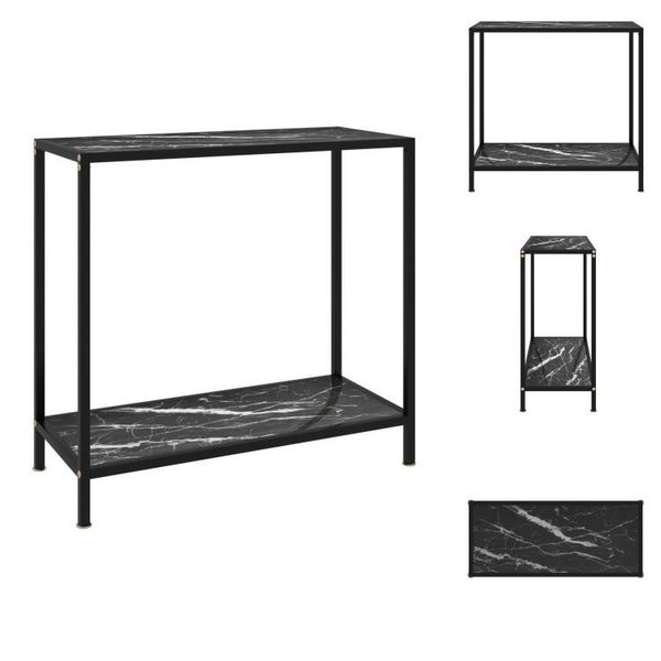 Vidaxl Consolle Nera 80X35X75 Cm In Vetro Temperato - Tavoli Laterali-image