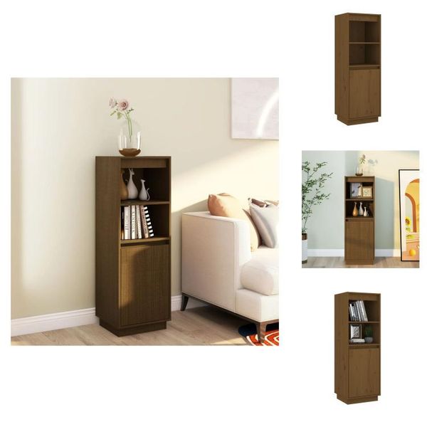 Vidaxl Credenza Marrone Miele 37X34X110 Cm Pino Massiccio - Credenze-image