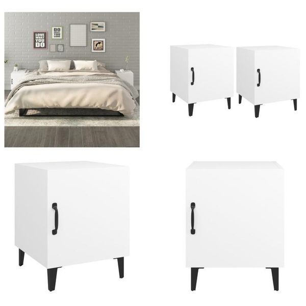 Vidaxl Comodini 2 Pz. Legno Ingegnerizzato Bianco - Comodino - Comodini - Armadio - Comodino-image