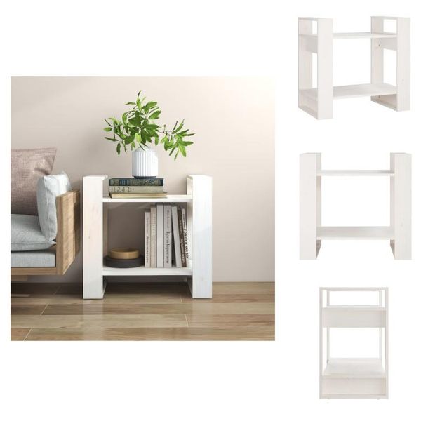 Vidaxl Libreria/Divisorio Bianco 60X35X57 Cm In Legno Di Pino Massiccio - Librerie E Scaffali-image