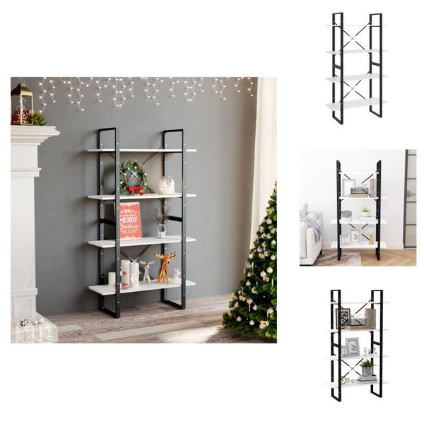 Vidaxl Libreria 4 Scomparti Bianco 80X30X140 Cm Materiale A Base Di Legno - Librerie & Librerie-image