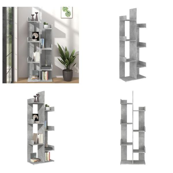 Vidaxl Libreria Grigio Cemento 48X25,5X140 Cm Materiale A Base Di Legno - Libreria - Librerie - Libreria - Librerie-image