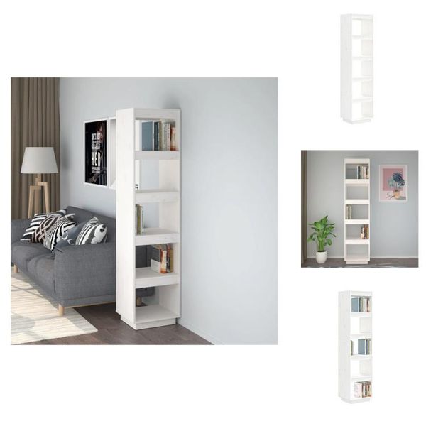 Vidaxl Libreria/Divisorio Bianco 40X35X167 Cm In Legno Di Pino Massiccio - Librerie E Scaffali-image