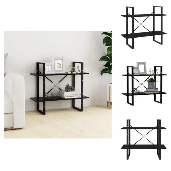Vidaxl Libreria 2 Scomparti Nera 80X30X70 Cm In Legno - Librerie E Scaffalature-image