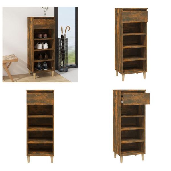 Vidaxl Scarpiera In Rovere Affumicato 40X36X105 Cm In Legno - Scarpiera - Armadietti Per Scarpe - Portascarpe - Scaffali Per Scarpe-image