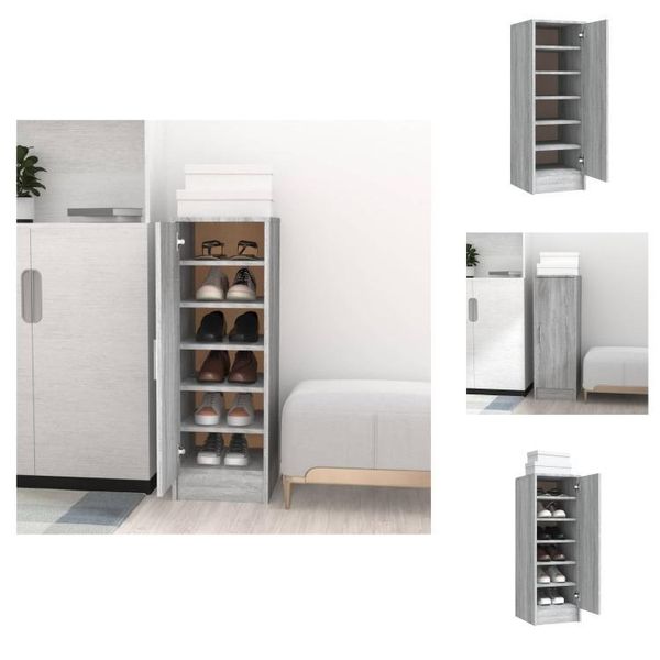 Vidaxl Portascarpe Grigio Sonoma 32X35X92 Cm Materiale A Base Di Legno - Portascarpe E Armadietti-image