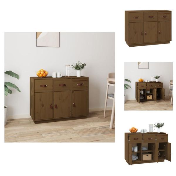 Vidaxl Credenza Marrone Miele 100X40X75 Cm In Legno Di Pino Massiccio - Credenze-image