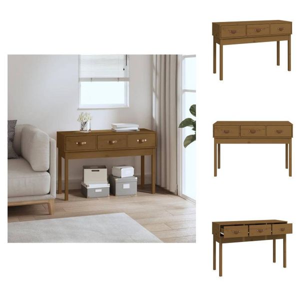 Vidaxl Consolle Marrone Miele 114X40X75 Cm In Legno Di Pino Massiccio - Tavoli Laterali-image