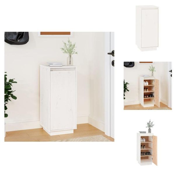 Vidaxl Scarpiera Bianca 35X35X80 Cm In Legno Di Pino Massiccio - Scarpiere E Armadietti-image