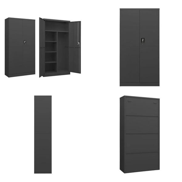Vidaxl Armadio Spogliatoio Antracite 90X40X180 Cm In Acciaio - Armadietto Spogliatoio - Armadietto Spogliatoio - Armadietto Acciaio - Armadietti Acciaio-image