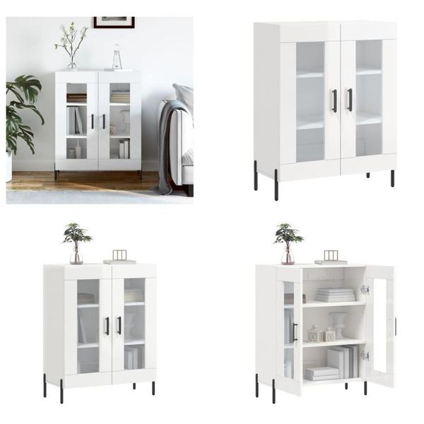 Vidaxl Credenza Bianca Lucida 69,5X34X90 Cm In Legno - Credenza - Credenza - Armadio - Armadio Portaoggetti-image