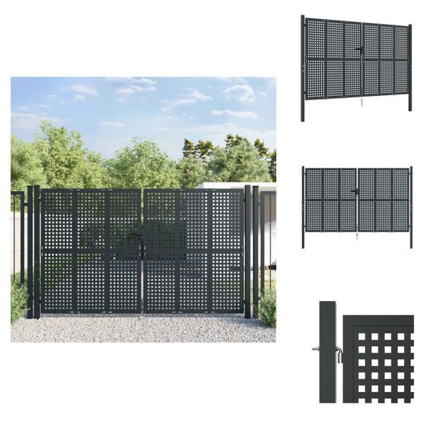 Vidaxl Cancello Da Giardino Antracite 300X225 Cm In Acciaio - Cancelli Da Giardino-image