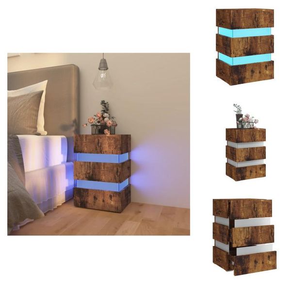 Vidaxl Comodino Led Rovere Fumé 45X35X67 Cm Materiale A Base Di Legno - Comodini-image