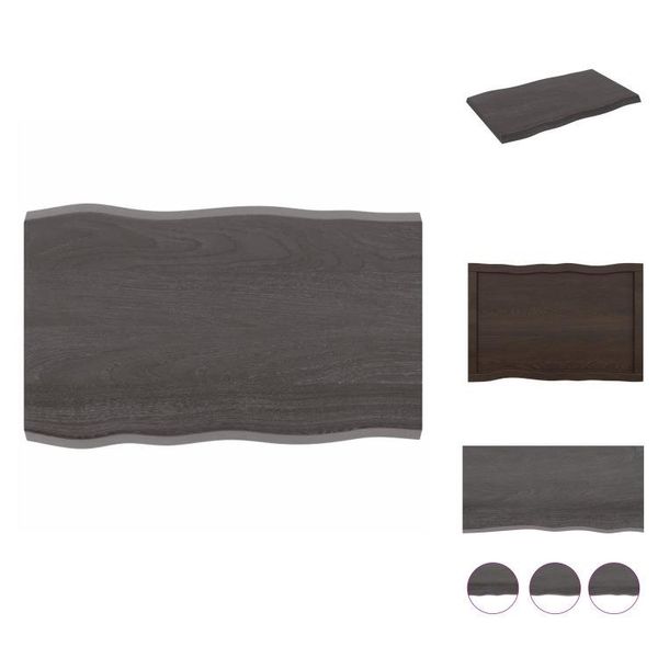 Vidaxl Piano Da Tavolo 80X50X(2-4) Cm In Legno Massiccio Trattato Bordo Albero - Piani Da Tavolo-image