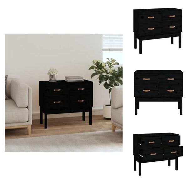Vidaxl Armadio Console Nero 90X40X78 Cm Pino Massiccio - Credenze-image