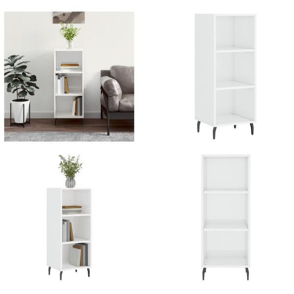 Vidaxl Credenza Bianca Lucida 34,5X32,5X90 Cm In Legno - Credenza - Credenze - Armadio - Armadio Portaoggetti-image