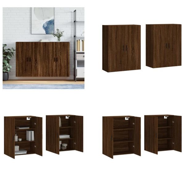 Vidaxl Armadi A Muro 2 Pz. Aspetto Rovere Marrone 69,5X34X90 Cm - Armadio A Muro - Armadio A Muro - Armadio - Armadio Portaoggetti-image