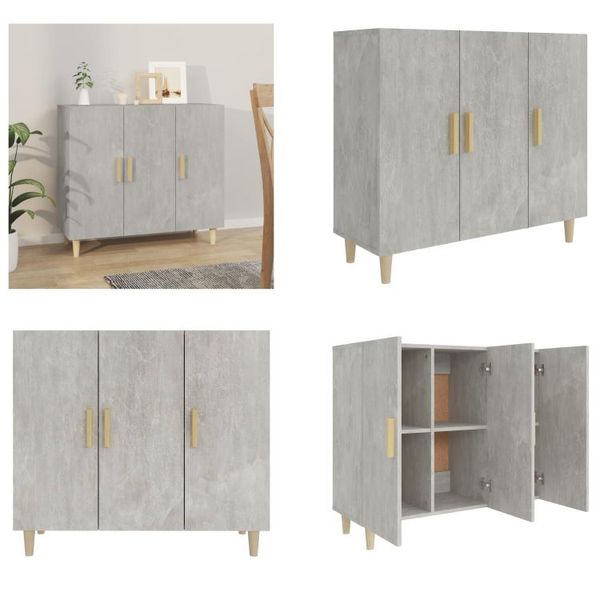 Vidaxl Credenza Grigio Cemento 90X34X80 Cm In Legno - Credenza - Credenza - Armadio - Armadio Portaoggetti-image