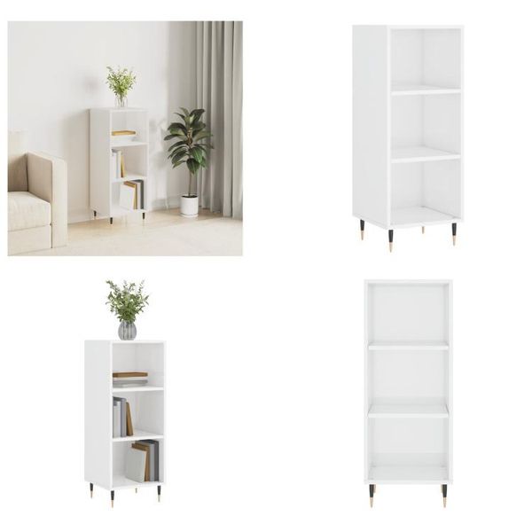 Vidaxl Credenza Bianca Lucida 34,5X32,5X90 Cm In Legno - Credenza - Credenze - Armadio - Armadio Portaoggetti-image