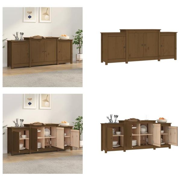 Vidaxl Credenza Marrone Miele 164X37X68 Cm In Legno Di Pino Massiccio - Credenza - Credenze - Cassettiere - Madie - Credenze-image