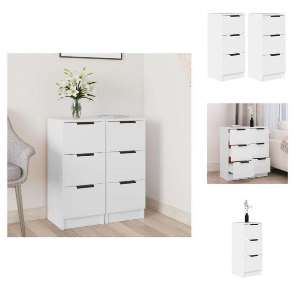 Vidaxl Credenze 2 Pz. Bianco 30X30X70 Cm Materiale A Base Di Legno - Credenze-image