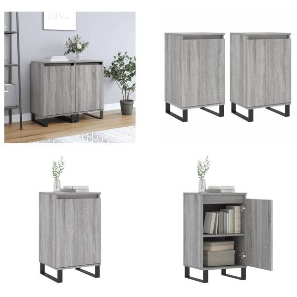 Vidaxl Credenze 2 Pz. Grigio Sonoma 40X35X70 Cm Materiale A Base Di Legno - Credenza - Credenze - Armadio - Armadio Portaoggetti-image