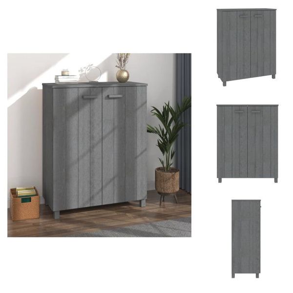 Vidaxl Scarpiera Hamar Grigio Scuro 85X40X108 Cm In Legno Di Pino Massiccio - Scarpiere E Armadietti-image