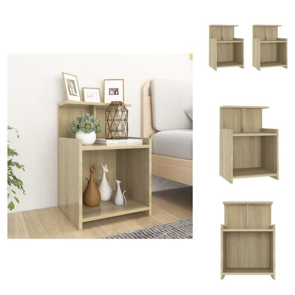 Vidaxl Comodini 2 Pezzi Rovere Sonoma 40X35X60 Cm Materiale A Base Di Legno - Comodini-image