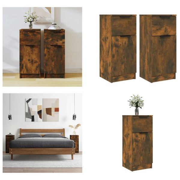 Vidaxl Credenze 2 Pz. Rovere Affumicato 30X30X70 Cm - Credenza - Credenza - Credenza - Credenza - Credenza-image