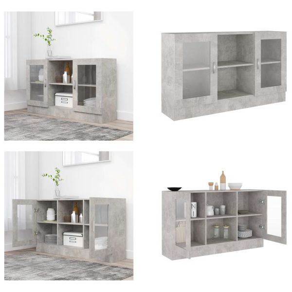 Vidaxl Vetrina Grigio Cemento 120X30,5X70 Cm Materiale A Base Di Legno - Vetrina - Vetrine - Vetrinetta - Vetrinetta - Vetrinette-image
