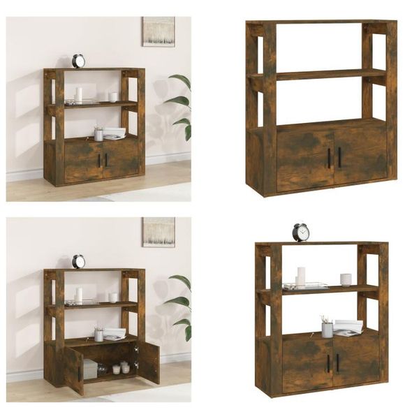 Vidaxl Credenza In Rovere Fumé 80X30X90 Cm In Legno - Credenza - Credenza - Armadio - Armadio Portaoggetti-image