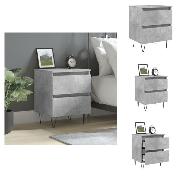 Vidaxl Comodino Grigio Cemento 40X35X50 Cm Materiale Legno - Comodini-image