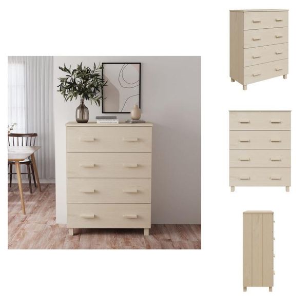 Vidaxl Credenza Hamar Marrone Miele 79X40X103,5 Cm Pino Massiccio - Credenze-image