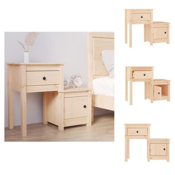 Vidaxl Comodino 79,5X38X65,5 Cm In Legno Di Pino Massiccio - Comodini-image