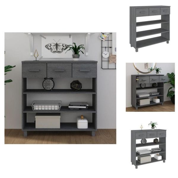 Vidaxl Consolle Hamar Grigio Scuro 90X35X90 Cm In Legno Di Pino Massiccio - Tavolini-image