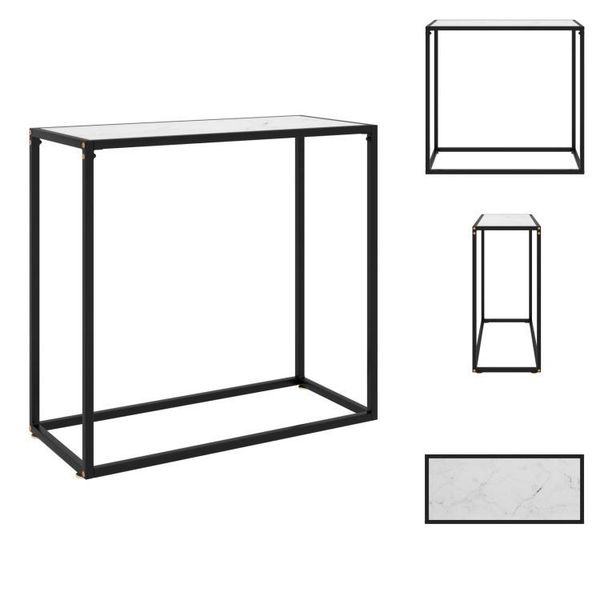 Vidaxl Consolle Bianca 80X35X75 Cm In Vetro Temperato - Tavoli Laterali-image
