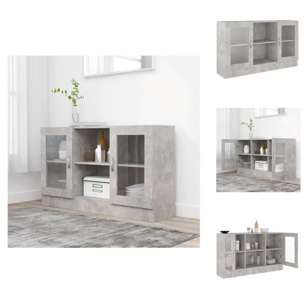 Vidaxl Vetrina Grigio Cemento 120X30,5X70 Cm Materiale Legno - Credenze-image
