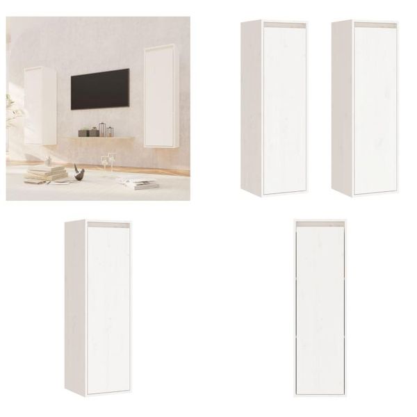 Vidaxl Armadi A Muro 2 Pz. Bianco 30X30X100 Cm Pino Massiccio - Armadio A Muro - Armadi A Muro - Armadio A Muro - Armadio Tv A Muro-image
