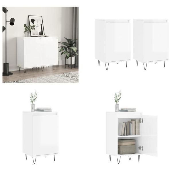 Vidaxl Credenze 2 Pz. Bianco Lucido 40X35X70 Cm Materiale A Base Di Legno - Credenza - Credenza - Armadio - Armadio Portaoggetti-image