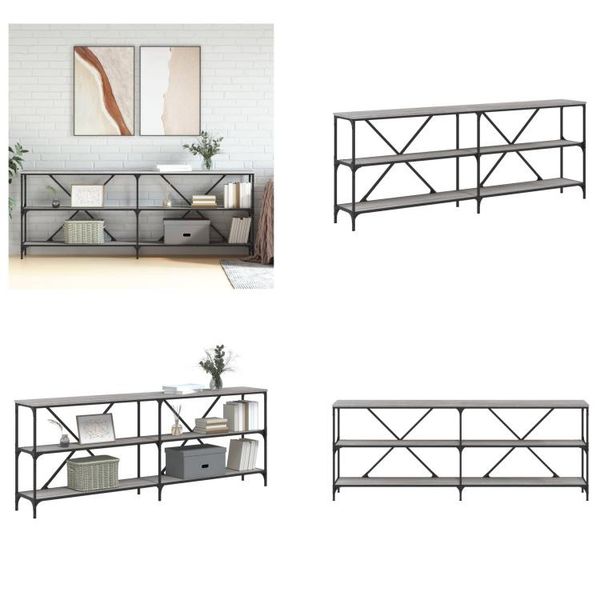 Vidaxl Tavolo Consolle Grigio Sonoma 200X30X75 Cm In Legno E Ferro - Tavolo Consolle - Tavoli Consolle - Tavolo - Tavolo Da Corridoio-image