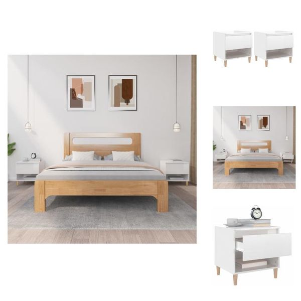 Vidaxl Comodini 2 Pz. Bianco Lucido 50X46X50 Cm Materiale A Base Di Legno - Comodini-image