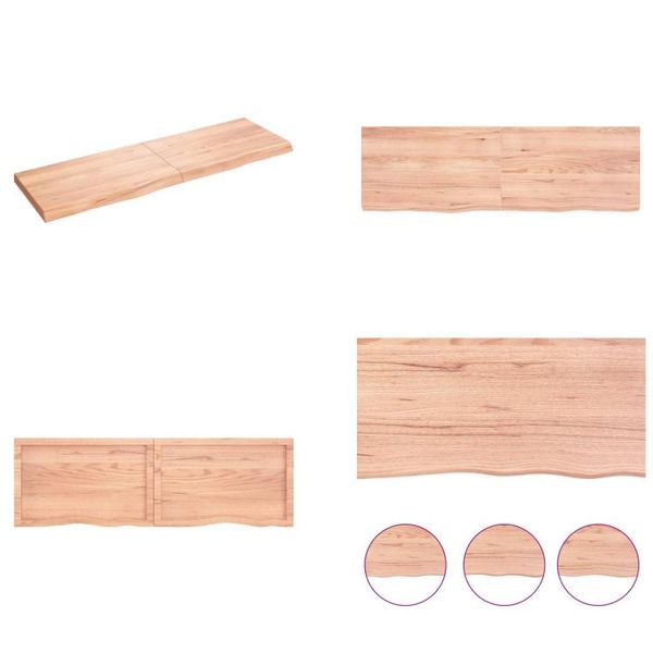 Vidaxl Mensola A Muro Marrone Chiaro 160X50X(2 6) Cm In Legno Massiccio Trattato Con Rovere - Mensola A Muro - Mensola A Muro - Mensola Da Appendere-image